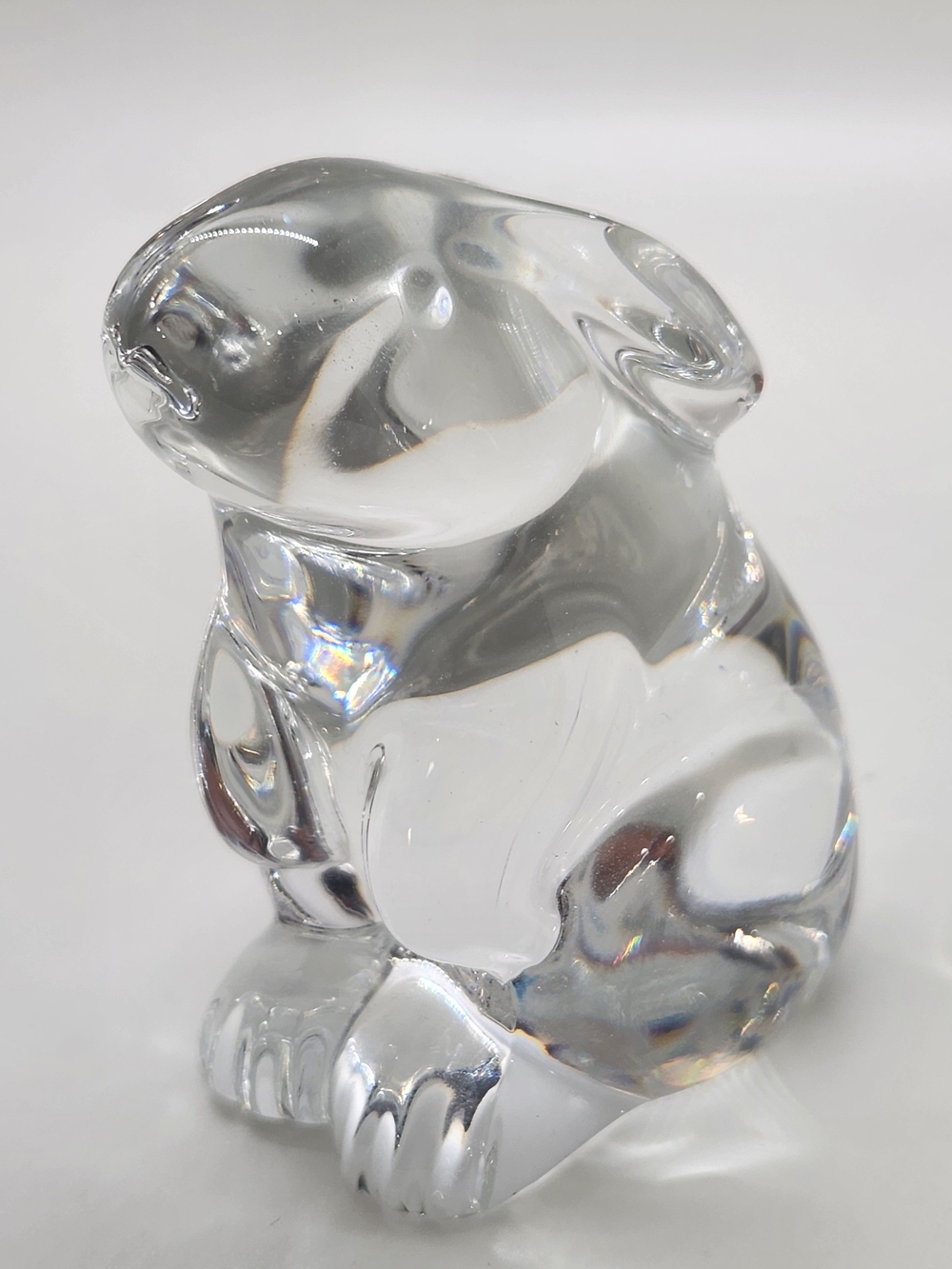 vintage Baccarat clear crystal bunny rabbit figurine Paperweight
